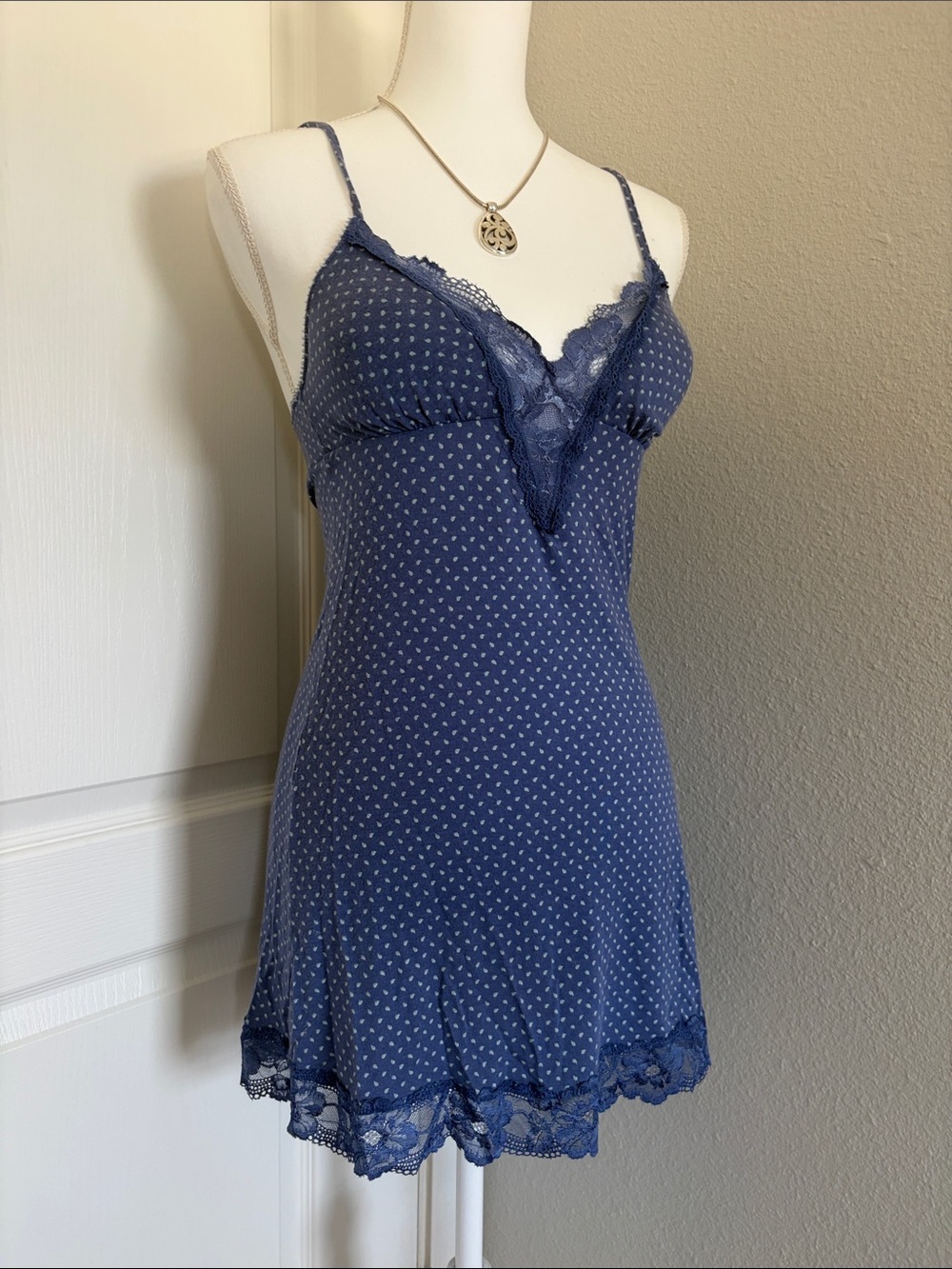 Vintage Victoria's Secret Y2K blue polka dot 2000s night gown